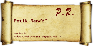 Petik René névjegykártya